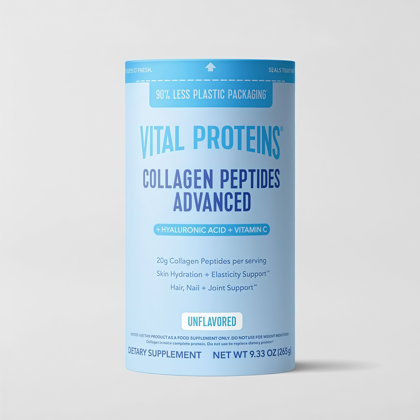 Vital Proteins Collagen Peptides Powder Advanced with Hyaluronic Acid & Vitamin C, 20oz Collagen Protein, Unflavored, 27 Servings
