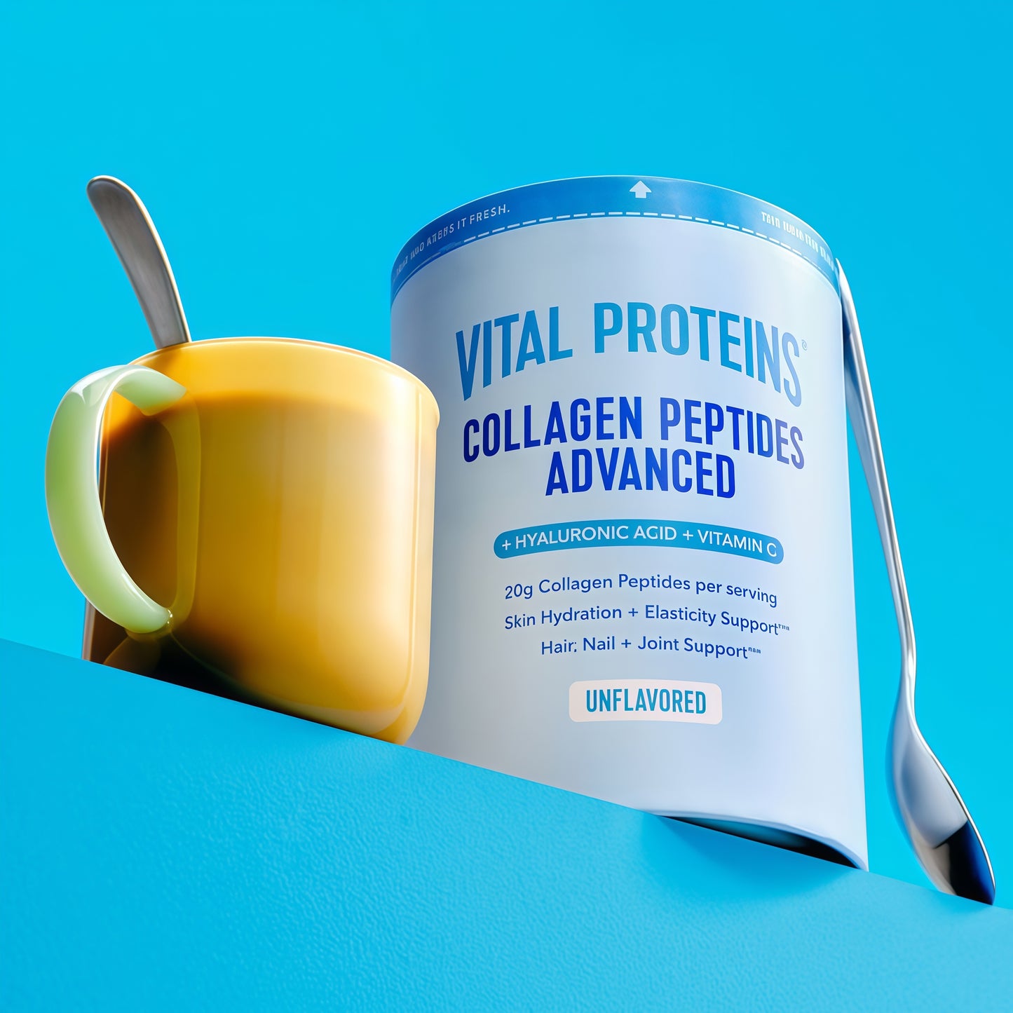 Vital Proteins Collagen Peptides Powder Advanced with Hyaluronic Acid & Vitamin C, 20oz Collagen Protein, Unflavored, 27 Servings