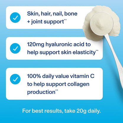Vital Proteins Collagen Peptides Powder Advanced with Hyaluronic Acid & Vitamin C, 20oz Collagen Protein, Unflavored, 27 Servings